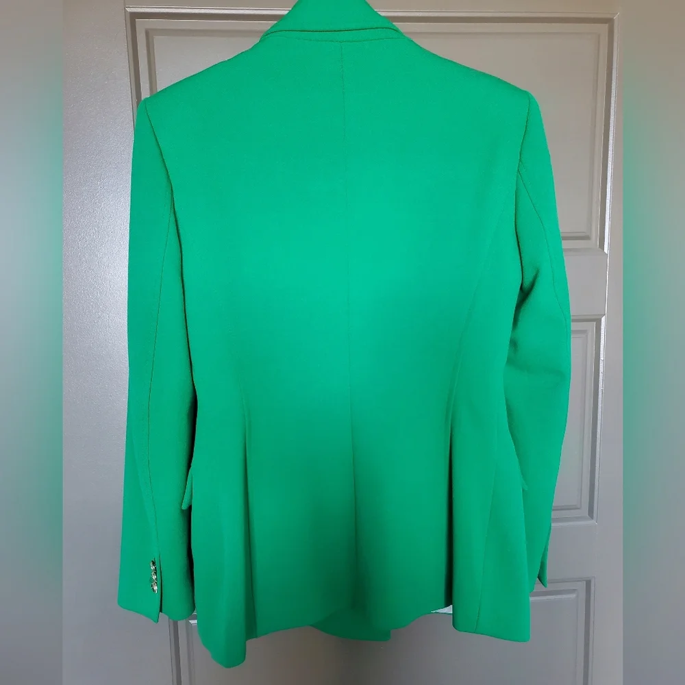 Kelly Green DB Blazer with Gold/ Black Buttons Sz M NWOT by Zara - Picture 3 of 7